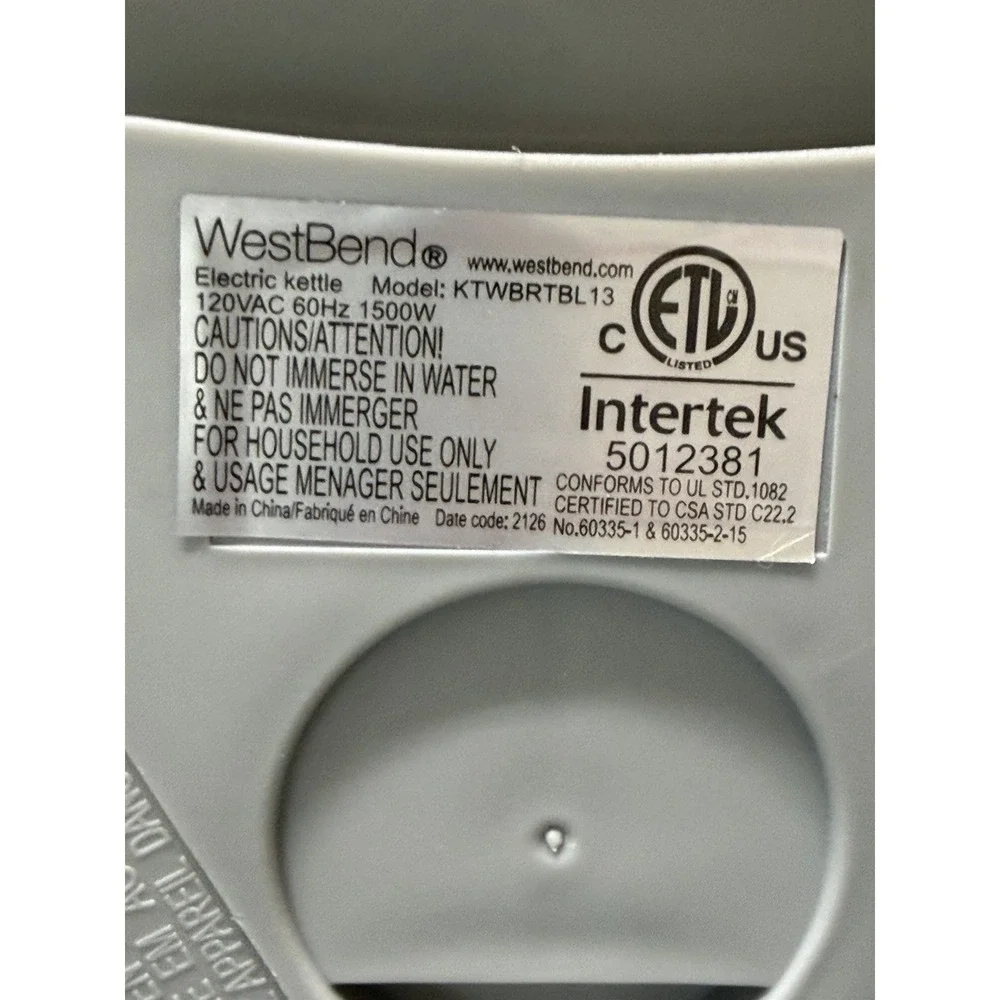 West Bend Electric Kettle Retro-Styled Stainless Steel 1500 Watts